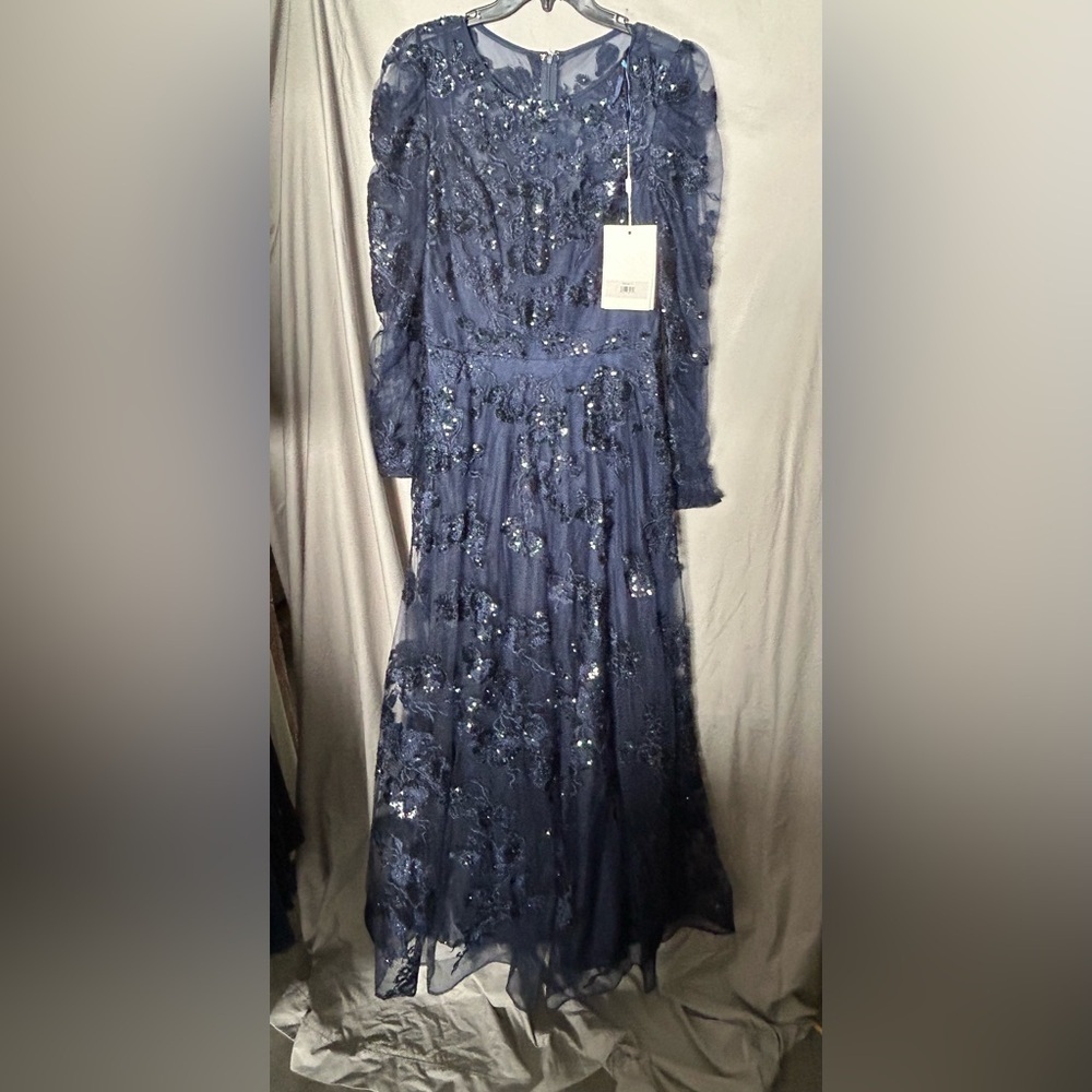 Mac Duggal 50664 NWT EMBROIDERED ILLUSION HIGH NECK A LINE DRESS - Picture 4 of 8